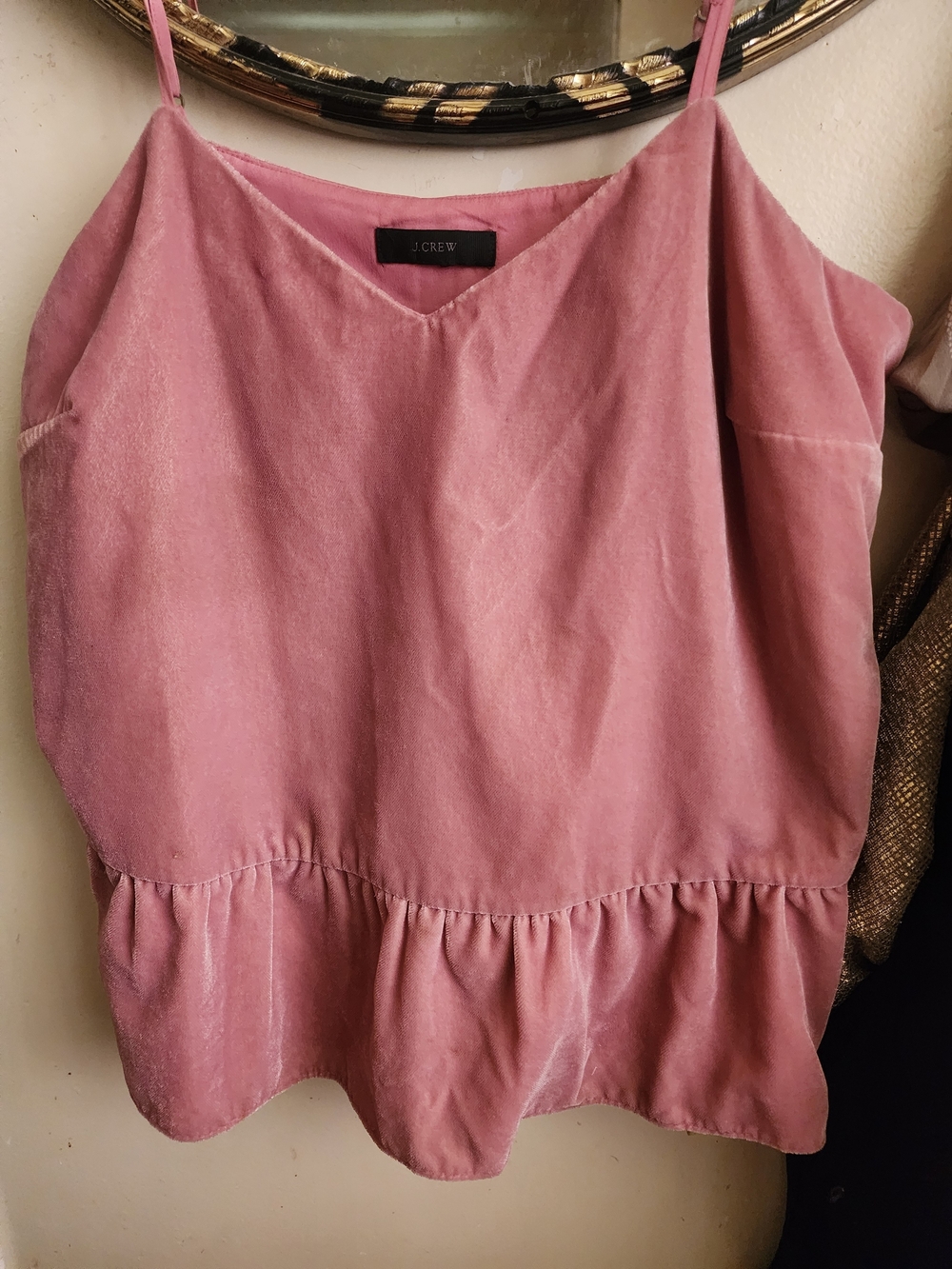 J. Crew Pink Velvet Peplum Camisole